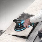 tile and paving suction cup, with a vibration mode. no more using a rubber mallet.